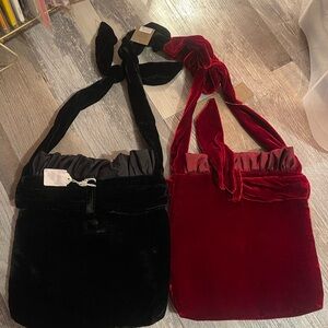 GOTHIC Velvet Tote Bag Set - Black and Red